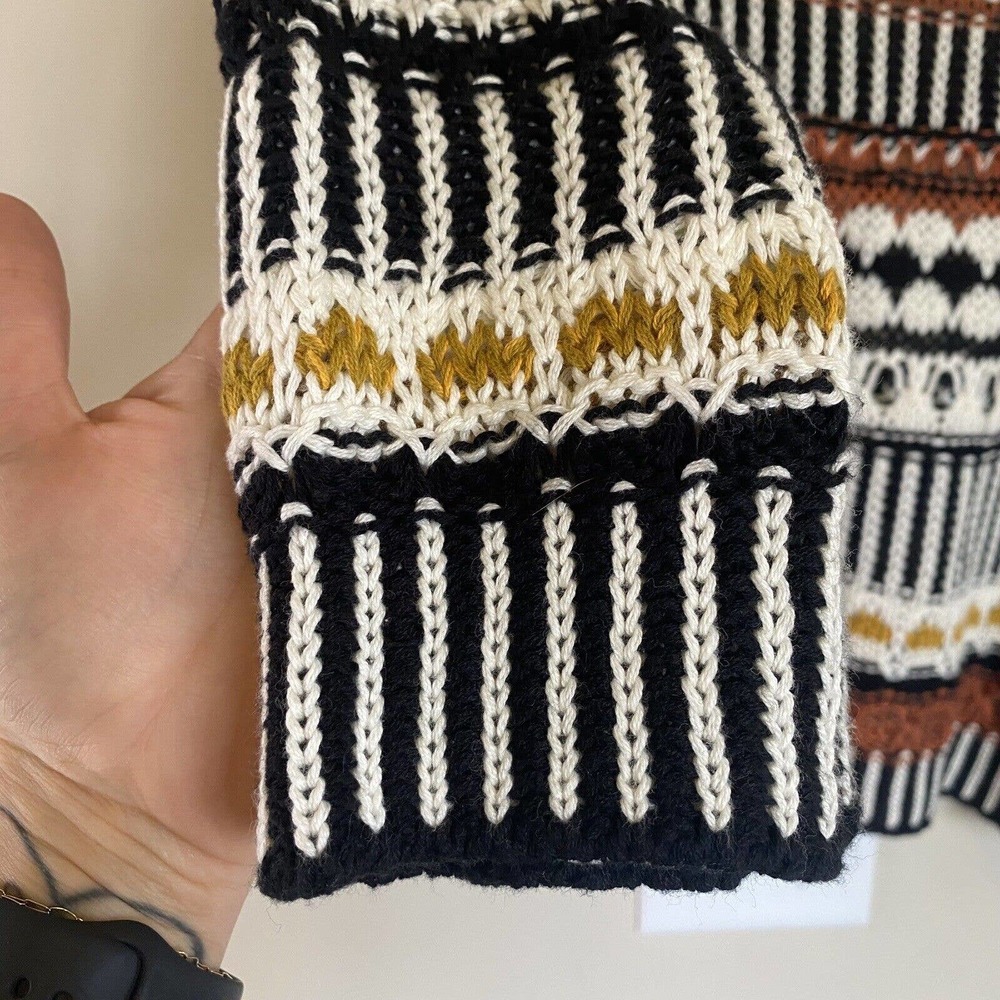 Gimmicks by BKE Women's Sweater Med Crop Striped Boho Loose Knit 3/4 Sleeve - Picture 4 of 10